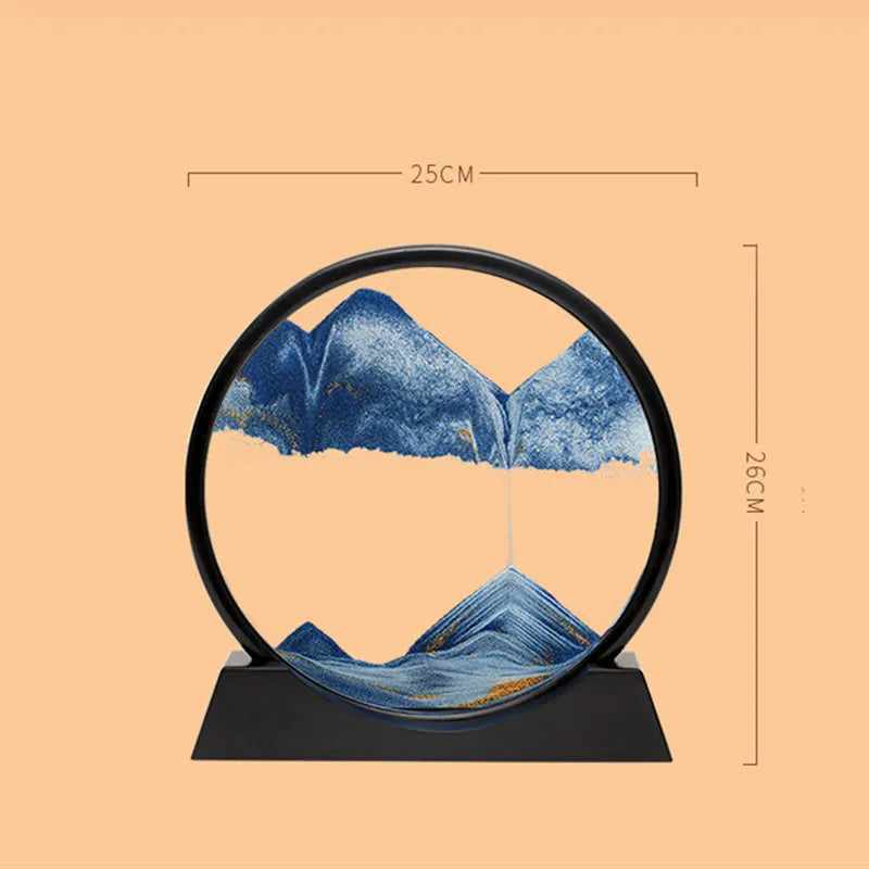 12 Inch 3D Moving Sand Art Picture round Glass Ocean Sandscape Hourglass Quicksand Craft Flowing Sand Painting Home Decor