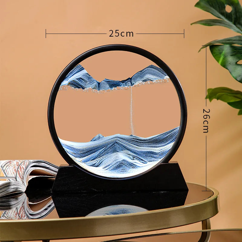 12 Inch 3D Moving Sand Art Picture round Glass Ocean Sandscape Hourglass Quicksand Craft Flowing Sand Painting Home Decor