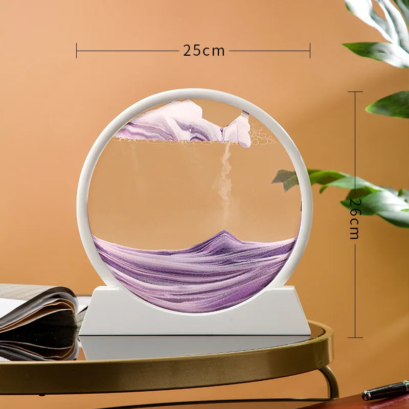 12 Inch 3D Moving Sand Art Picture round Glass Ocean Sandscape Hourglass Quicksand Craft Flowing Sand Painting Home Decor